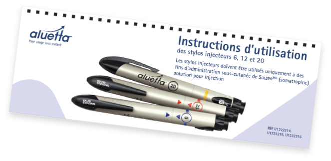 Image du livret d’instructions du stylo injecteur aluetta