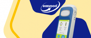 aluetta_easypod image of easypod device and tagline, designed to fit into the rhythm of daily life