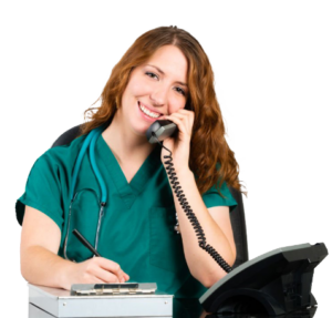 Image of the nurse on the phone